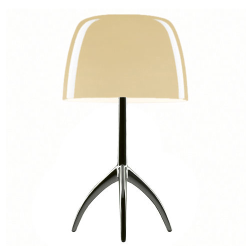 FOSCARINI lampe de table LUMIERE GRAND ON/OFF (Chrome noir / Blanc chaud - Verre soufflé et aluminiu