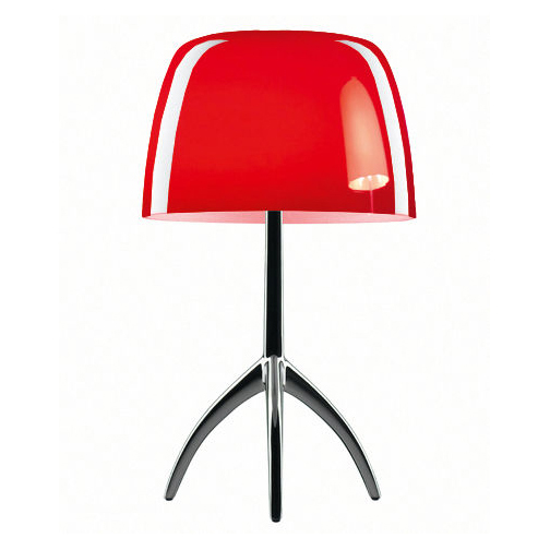 FOSCARINI lampe de table LUMIERE GRAND ON/OFF (Chrome noir / Cerise - Verre soufflé et aluminium ver