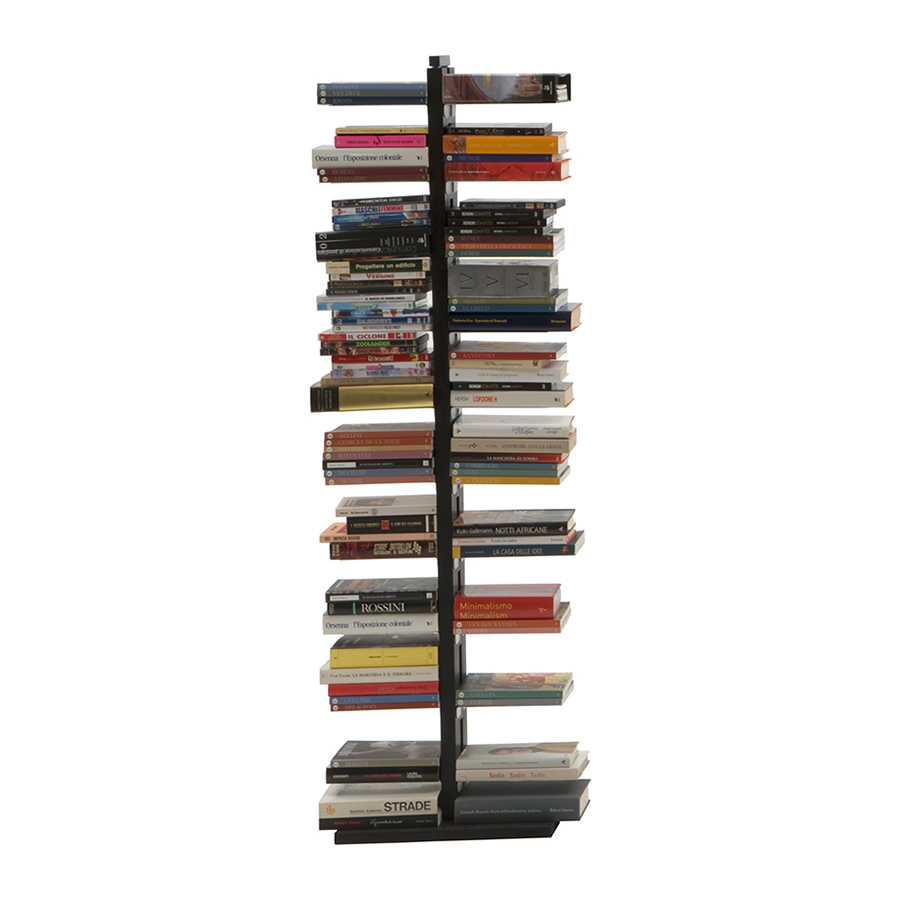 LE ZIE DI MILANO bibliothèque verticale ZIA BICE (H 158 cm / Noir - Hêtre massif et acier)