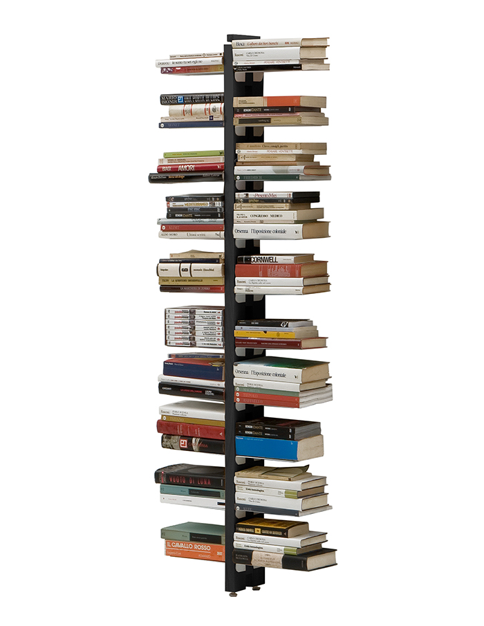 LE ZIE DI MILANO bibliothèque sur pied fixée au mur ZIA BICE (H 156 cm / Noir - Hêtre massif et acie