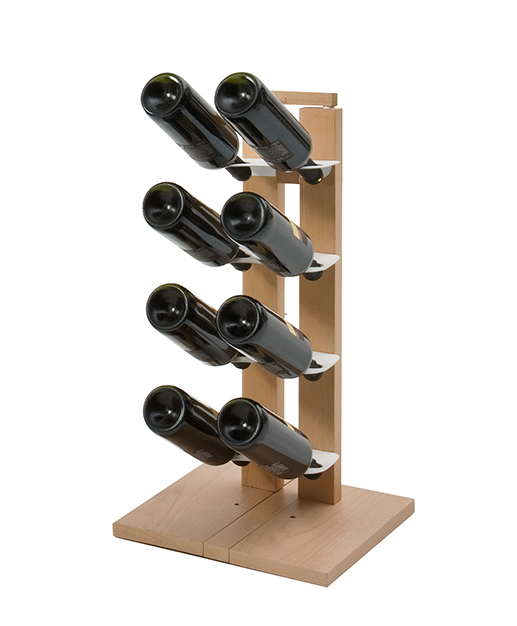 LE ZIE DI MILANO porte-bouteilles une face à colonne ZIA GAIA (H 66 cm / Naturel - Hêtre massif et a