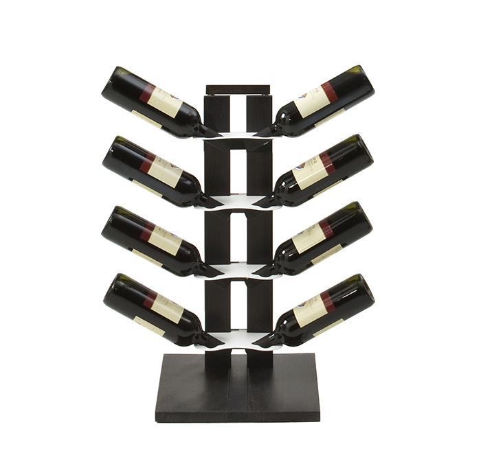 LE ZIE DI MILANO porte-bouteilles une face à colonne ZIA GAIA (H 66 cm / Noir - Hêtre massif et acie