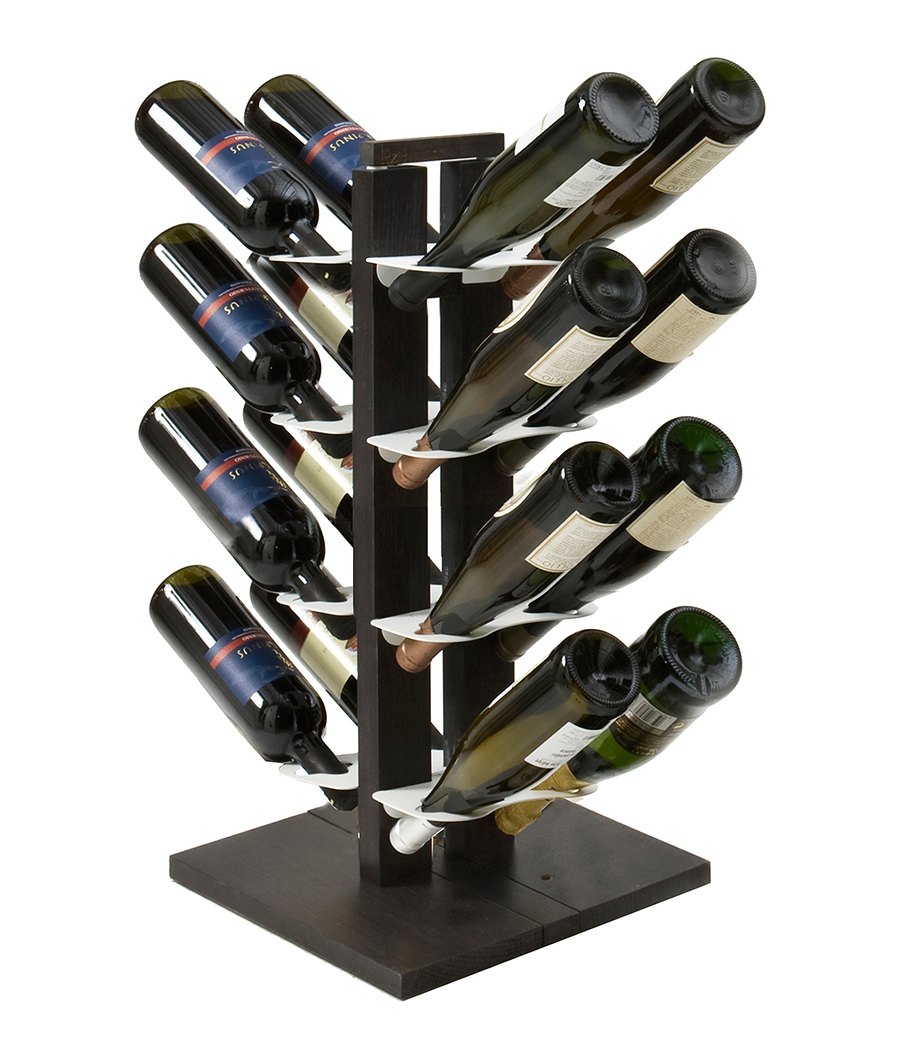 LE ZIE DI MILANO porte-bouteilles double face à colonne ZIA GAIA (H 66 cm / Noir - Hêtre massif et a