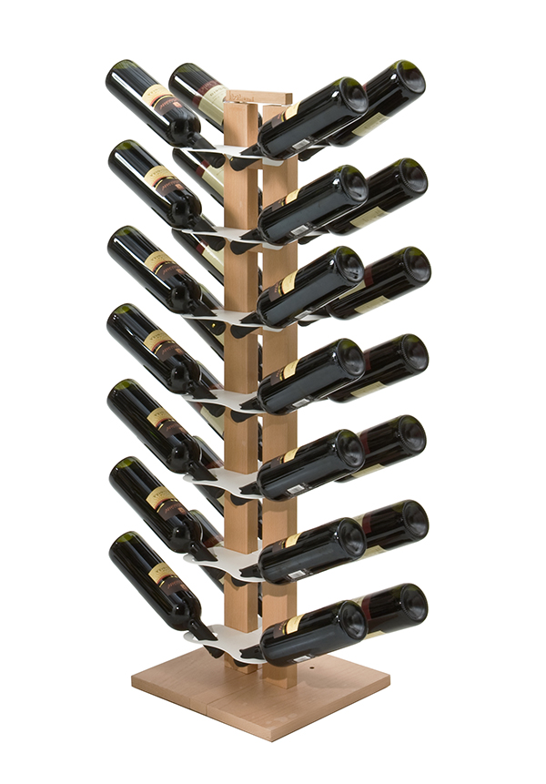 LE ZIE DI MILANO porte-bouteilles double face à colonne ZIA GAIA (H 112 cm / Naturel - Hêtre massif 