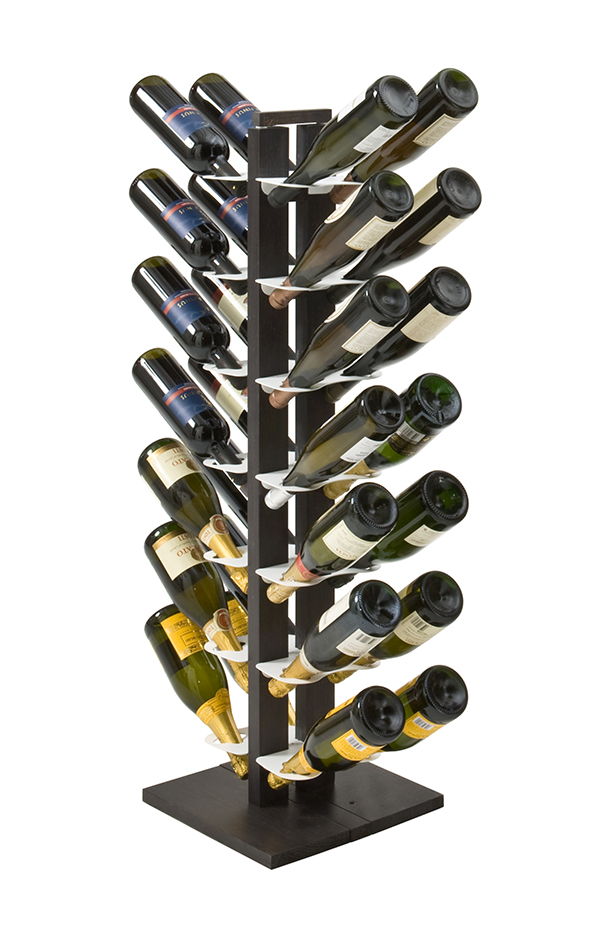 LE ZIE DI MILANO porte-bouteilles double face à colonne ZIA GAIA (H 112 cm / Noir - Hêtre massif et acier)