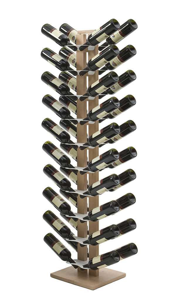 LE ZIE DI MILANO porte-bouteilles double face à colonne ZIA GAIA (H 158 cm / Naturel - Hêtre massif 