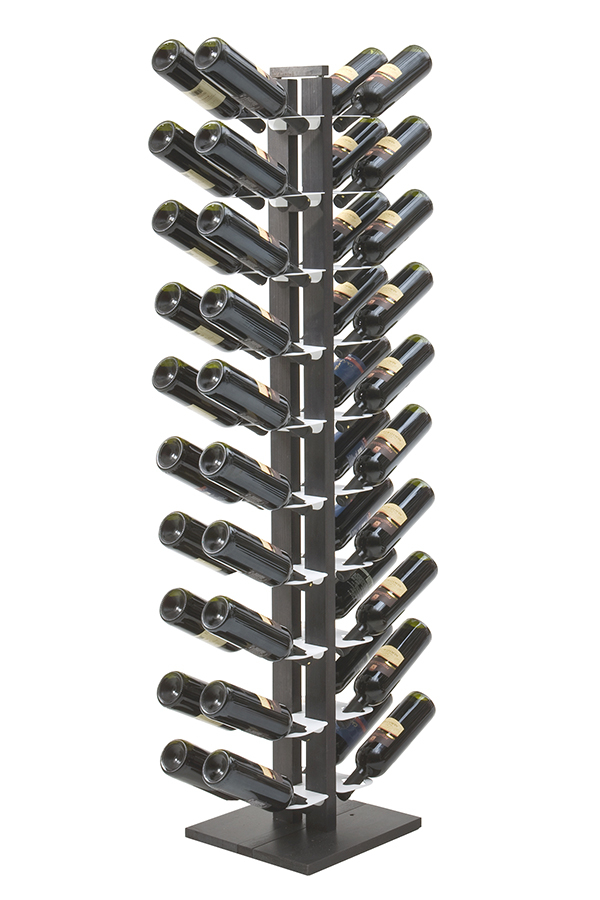 LE ZIE DI MILANO porte-bouteilles double face à colonne ZIA GAIA (H 158 cm / Noir - Hêtre massif et