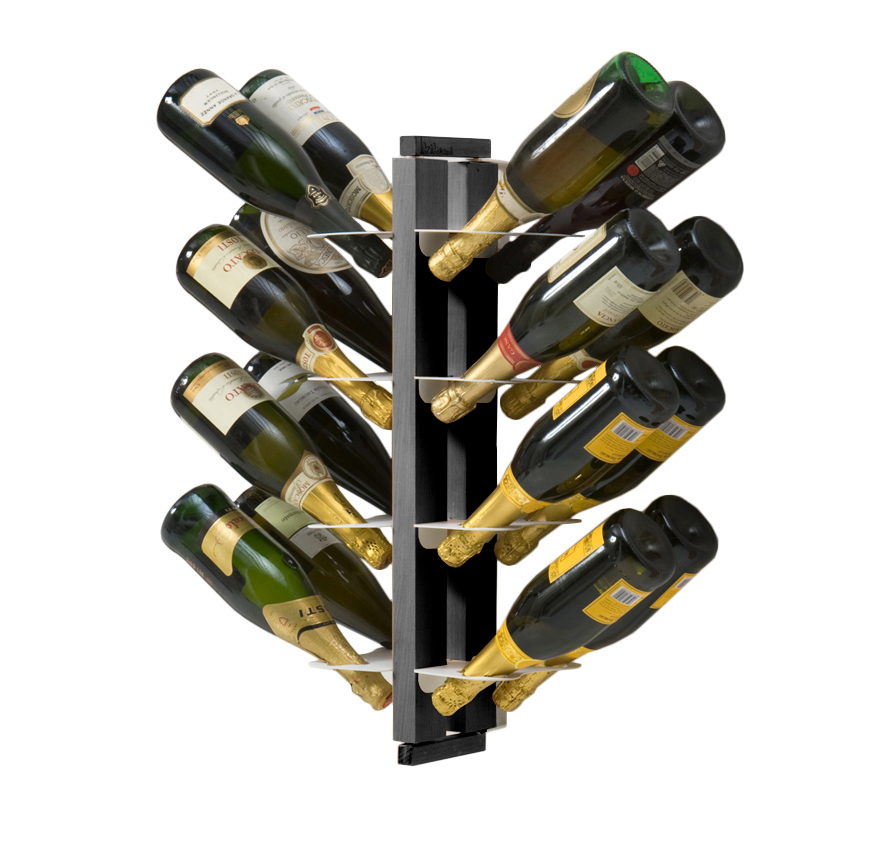 LE ZIE DI MILANO porte-bouteilles double face fixé au mur ZIA GAIA (H 66 cm / Noir - Hêtre massif et