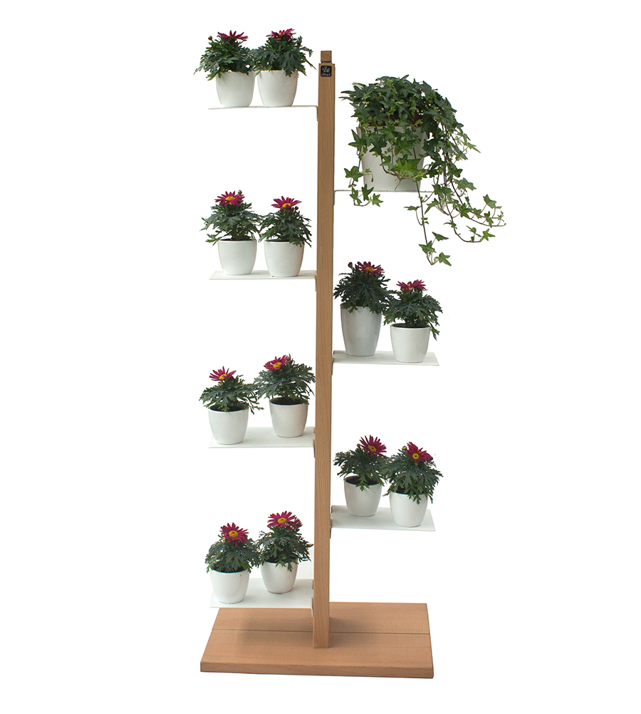 LE ZIE DI MILANO porte-plantes ZIA FLORA (H 112 cm / Naturel - Hêtre massif et acier)