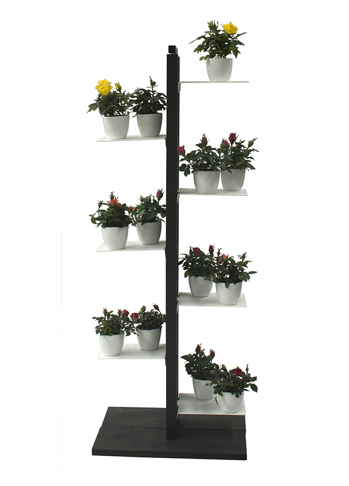 LE ZIE DI MILANO porte-plantes ZIA FLORA (H 112 cm / Noir - Hêtre massif et acier)