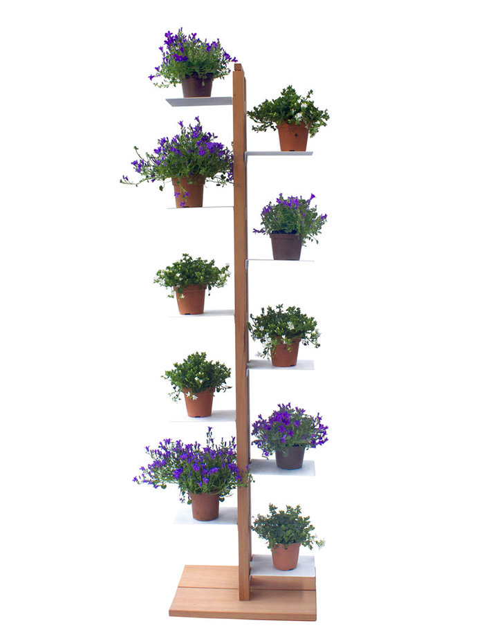 LE ZIE DI MILANO porte-plantes ZIA FLORA (H 158 cm / Naturel - Hêtre massif et acier)