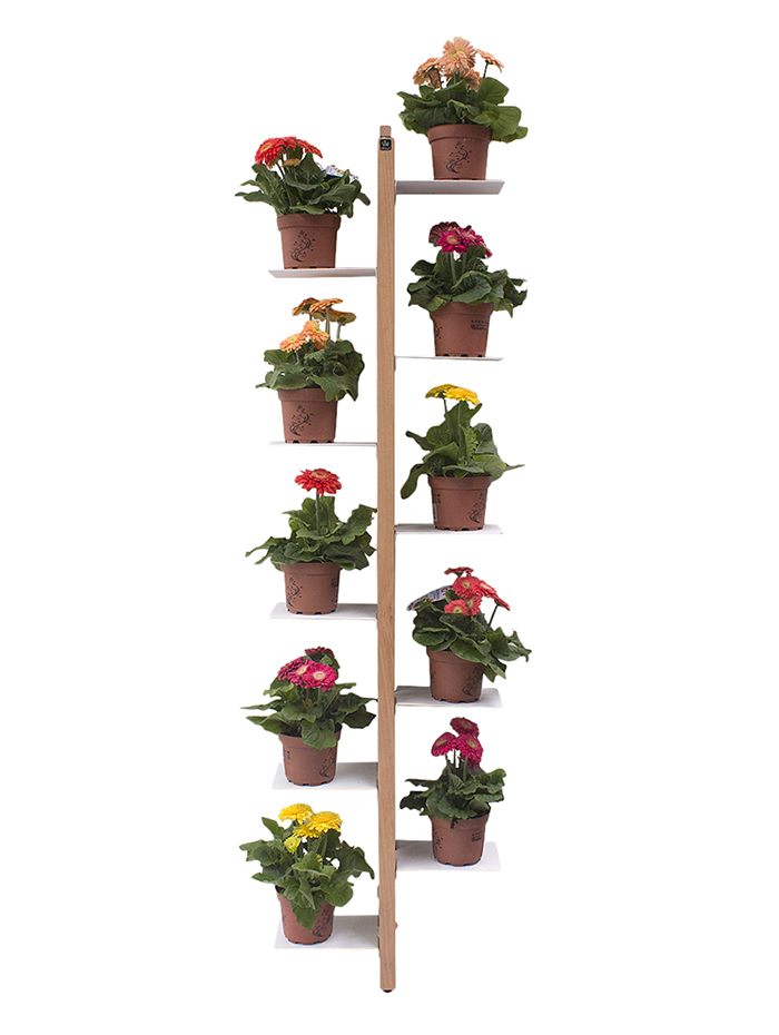 LE ZIE DI MILANO porte-plantes sur pied fixé au mur ZIA FLORA (H 156 cm / Naturel - Hêtre massif et 