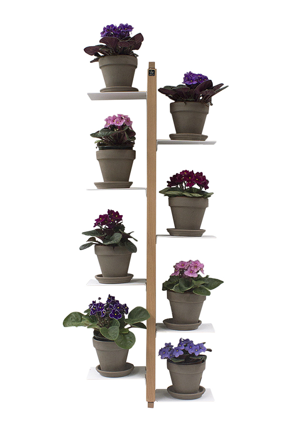 LE ZIE DI MILANO porte-plantes fixé au mur ZIA FLORA (H 112 cm / Naturel - Hêtre massif et acier)