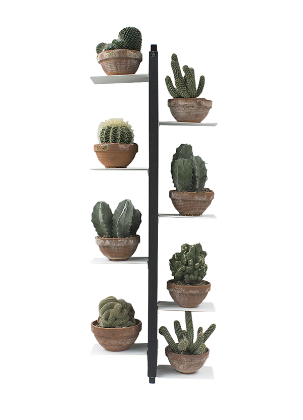 LE ZIE DI MILANO porte-plantes fixé au mur ZIA FLORA (H 112 cm / Noir - Hêtre massif et acier)