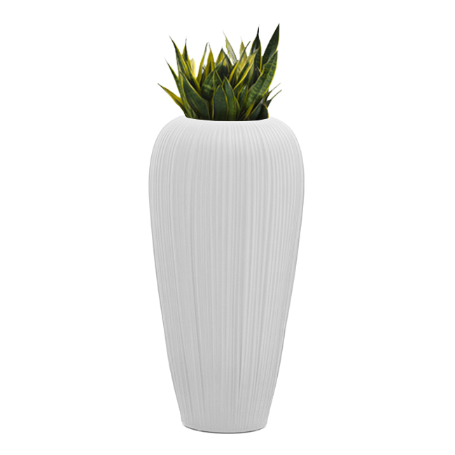 MYYOUR vase pour extérieur SKIN L (Blanc - Poleasy gaufré moulé)