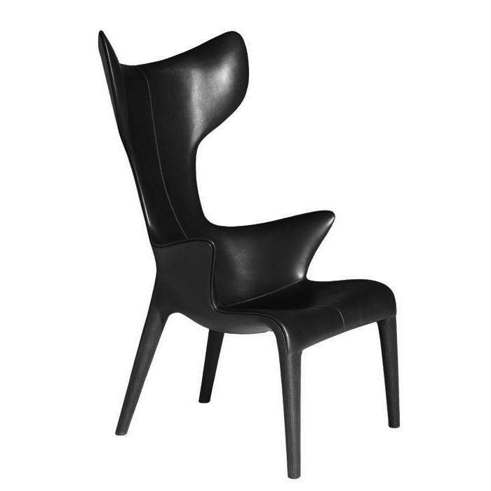 DRIADE fauteuil LOU READ (Noir - Cuir Cat. P et polyuréthane Baydur®)
