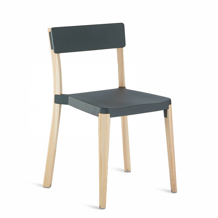 EMECO LANCASTER STACKING CHAIR chaise sans accoudoirs (Assise et dossier gris foncé - Aluminium recy