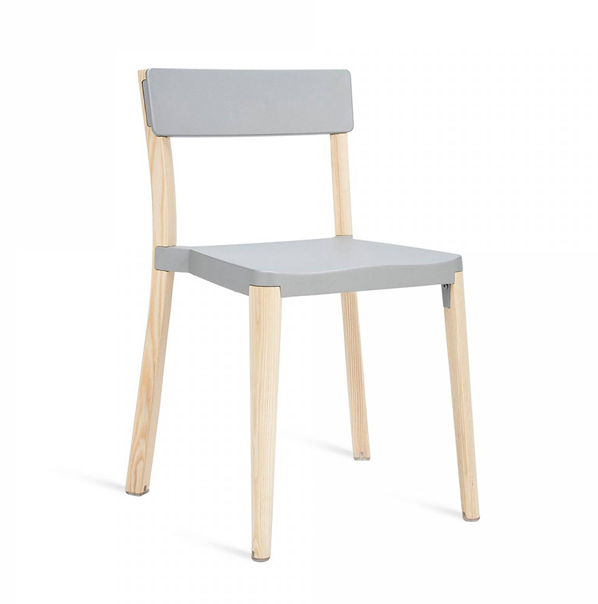 EMECO LANCASTER STACKING CHAIR chaise sans accoudoirs (Assise et dossier gris clair - Aluminium recy