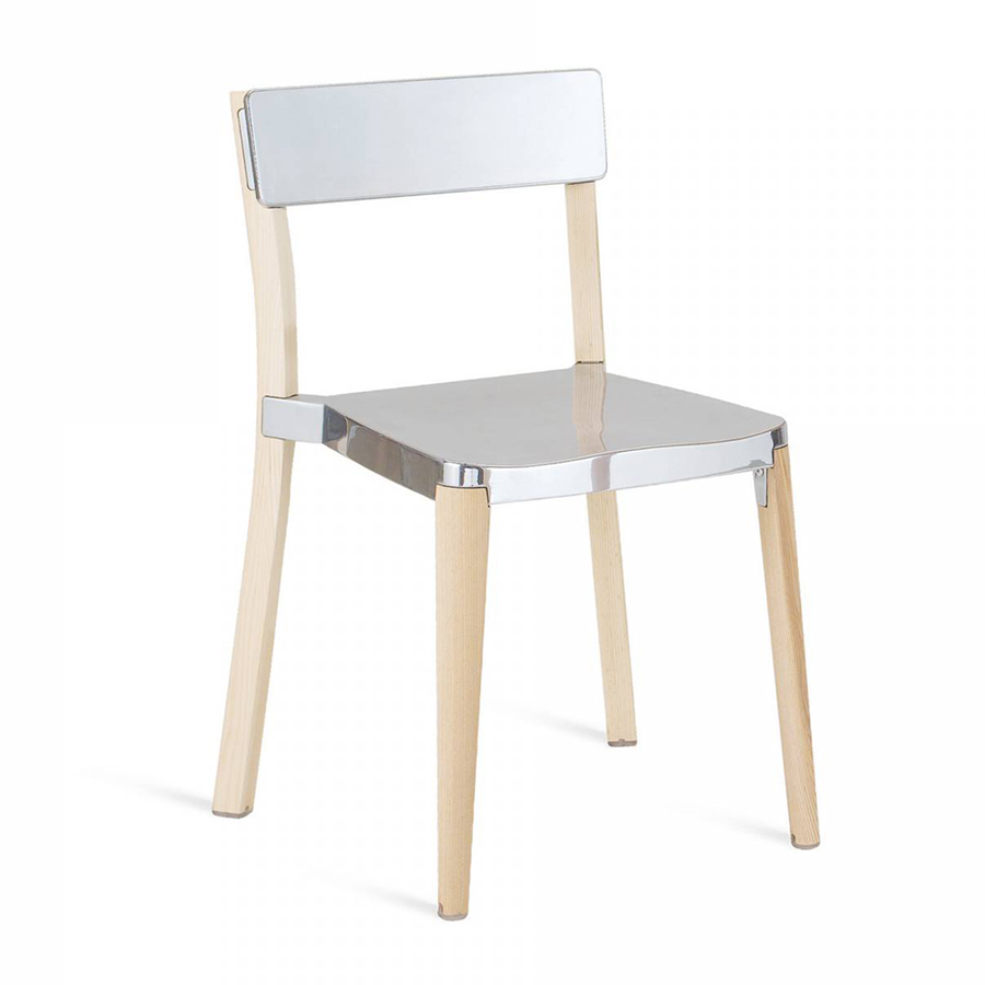 EMECO LANCASTER STACKING CHAIR chaise sans accoudoirs (Assise et dossier brillant - Aluminium recycl
