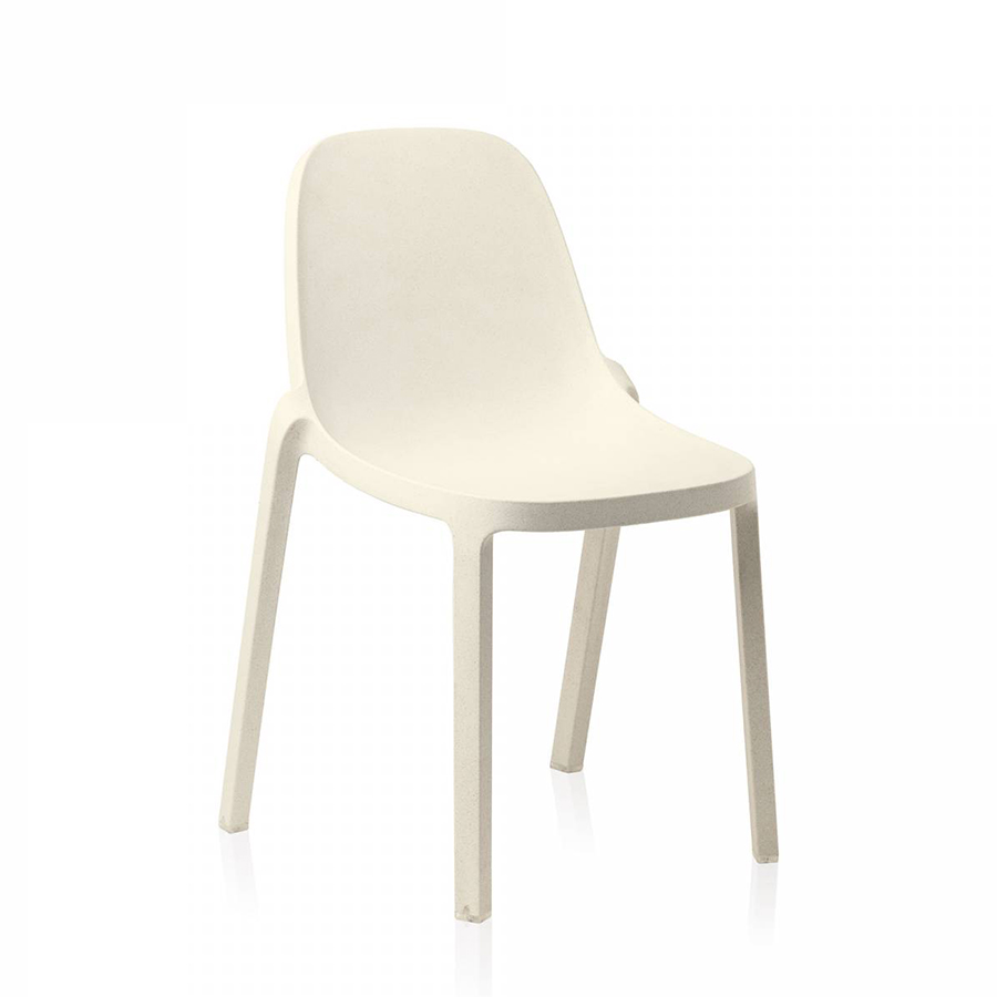 EMECO BROOM STACKING CHAIR set de 2 chaises sans accoudoirs (White - Polypropylène et fibre de bois 