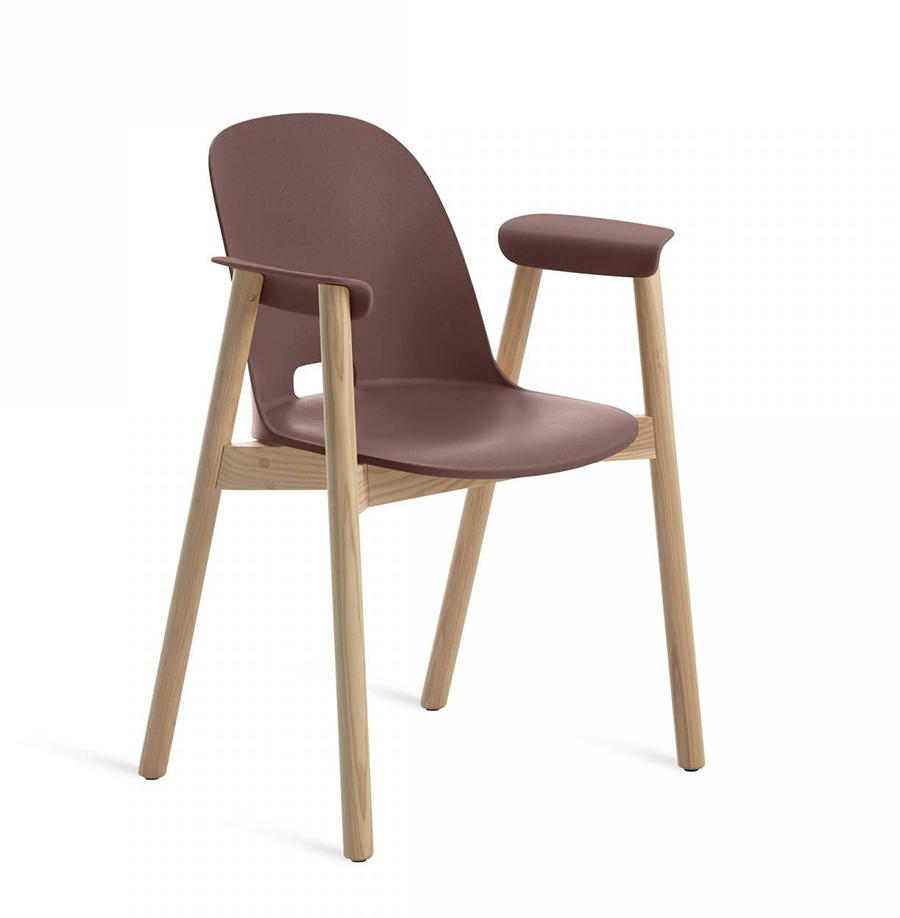 EMECO ALFI ARMCHAIR HIGH BACK chaise avec accoudoirs et le dossier haut (Marron foncé et frêne clair