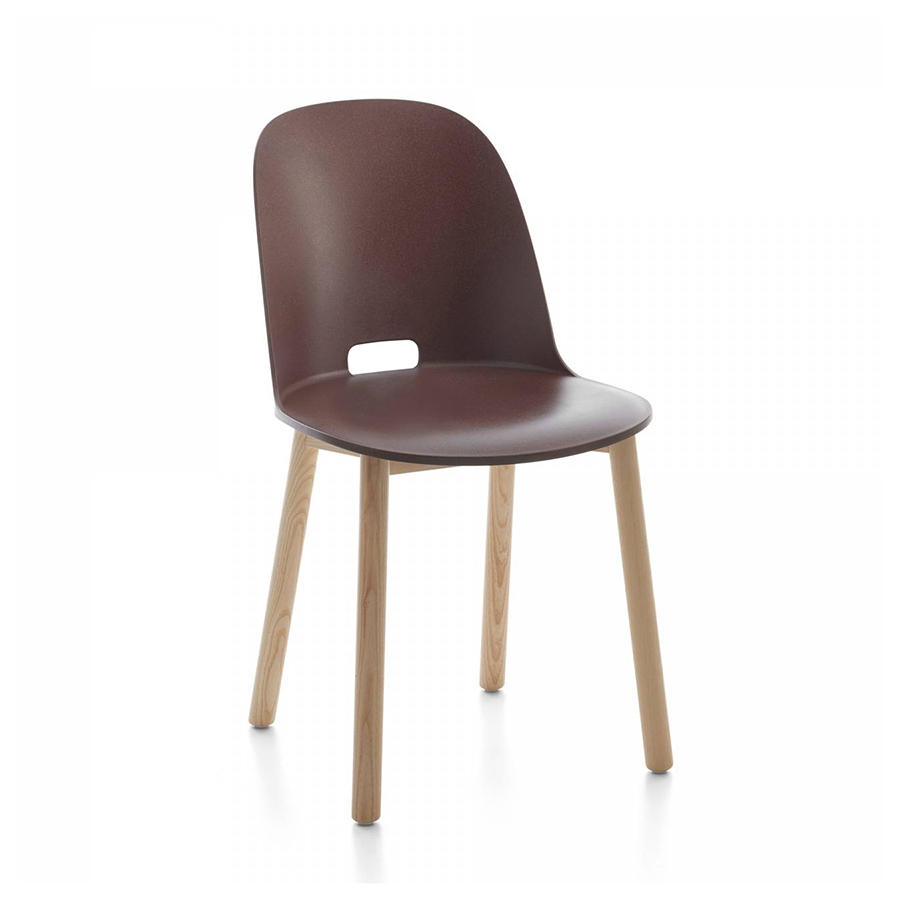 EMECO ALFI CHAIR HIGH BACK chaise avec le dossier haut (Marron foncé et frêne clair - Polypropylène 