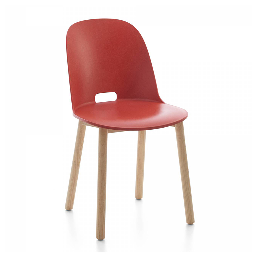 EMECO ALFI CHAIR HIGH BACK chaise avec le dossier haut (Rouge et frêne clair - Polypropylène et fibr