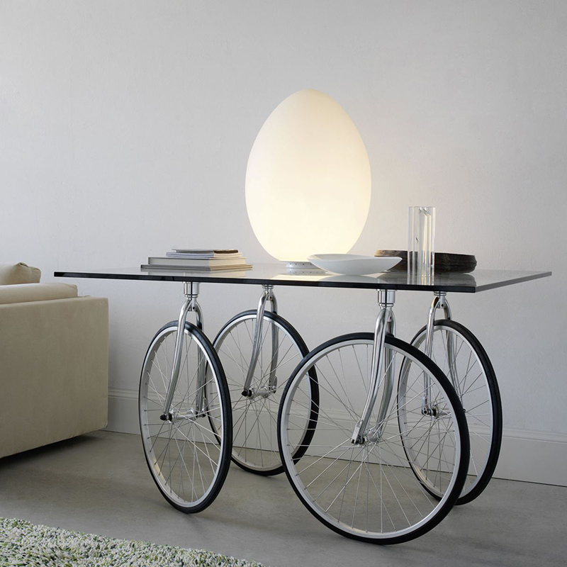 FONTANA ARTE table with wheels of bicycle TOUR