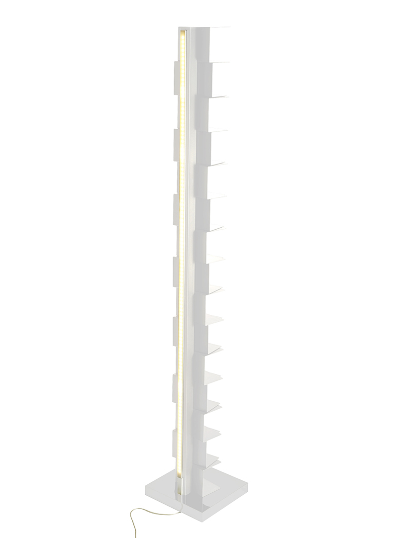 OPINION CIATTI bibliothèque avec éclairage à LED PTOLOMEO LUCE H 215 cm (Structure blanche, base bla