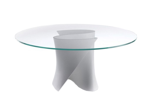 MDF ITALIA table ronde S TABLE Ø 126 cm (Blanc Opaque - structure en Cristalpant ® / pleateau en cri