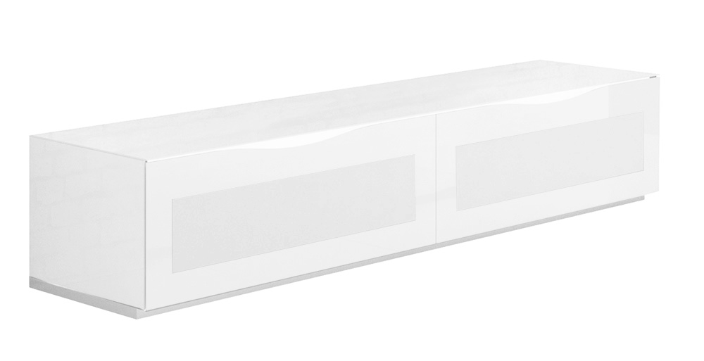 MUNARI+meuble+pour+TV+jusqu%27à+85+MODENA+MO+2200+MO2200+(Blanc+-+Verre)