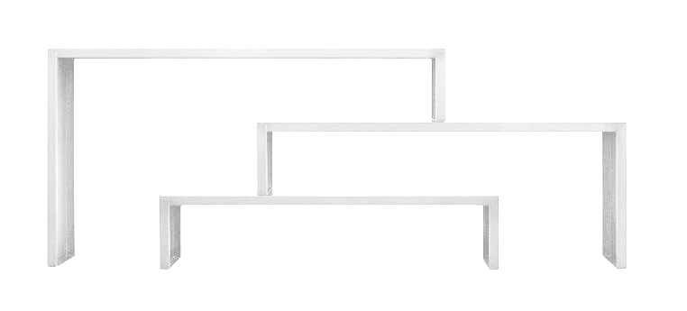 ZEUS set de 3 consoles BABILONIA XL BIG IRONY (Blanc gaufré - Tôle naturelle pliée à la presse)
