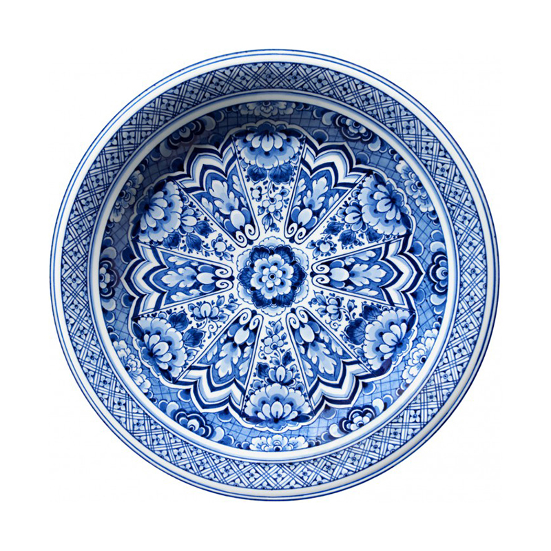 MOOOI CARPETS tapis DELFT BLUE PLATE Signature collection (Ø 250 cm - Polyamide à poils bas)