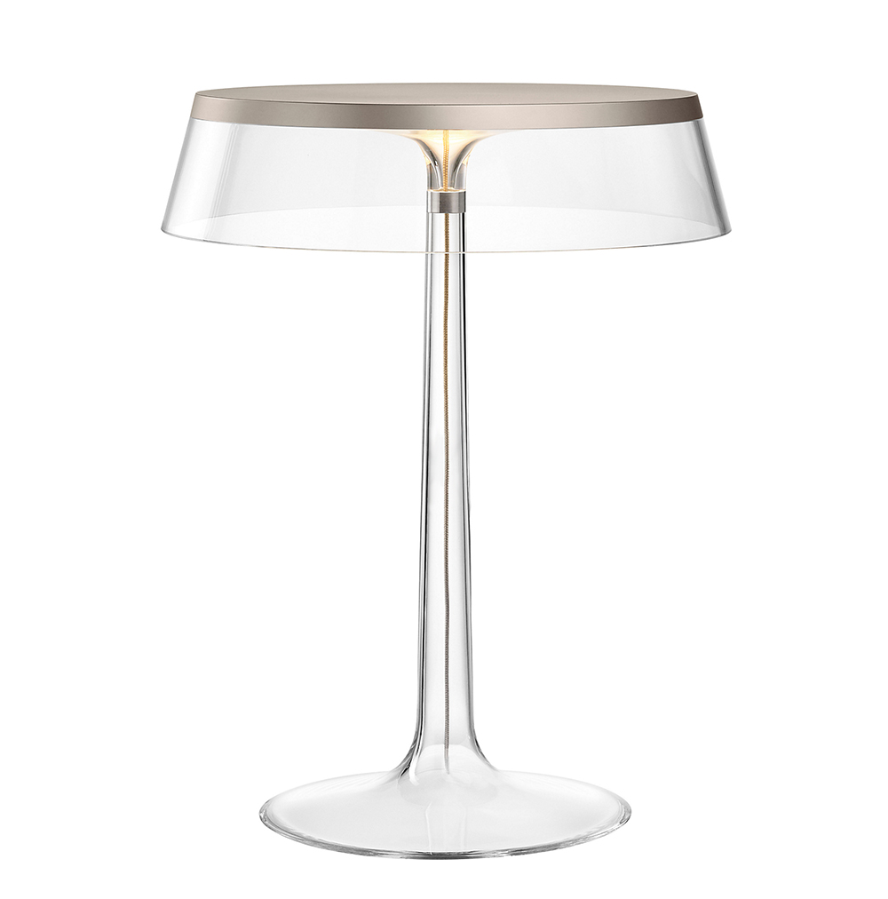 FLOS lampe de table BON JOUR (Chrome opaque avec couronne tranparente - PMMA)
