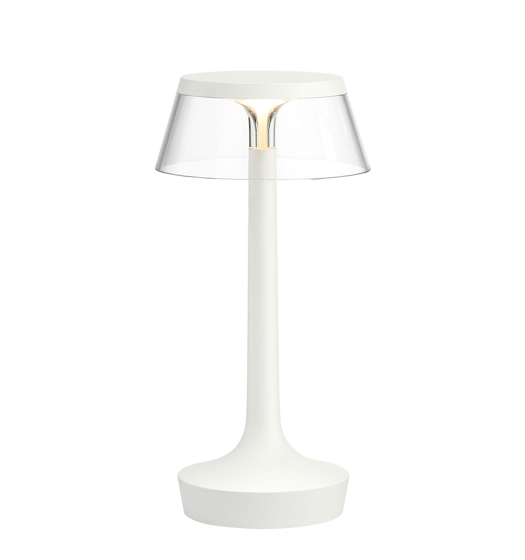 flos lampe de table bon jour unplugged (blanc opaque avec couronne transparent - pmma)
