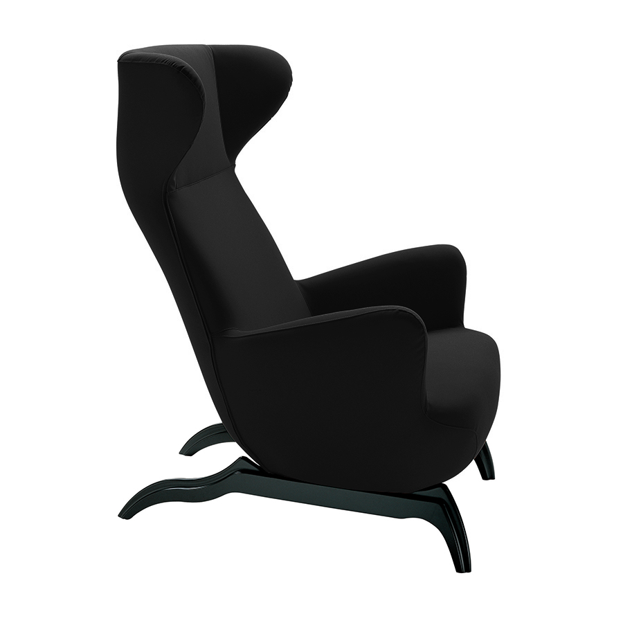 ZANOTTA fauteuil ARDEA CM (Noir - Tissu Cat. 30 Teatro, base en chêne verni noir)