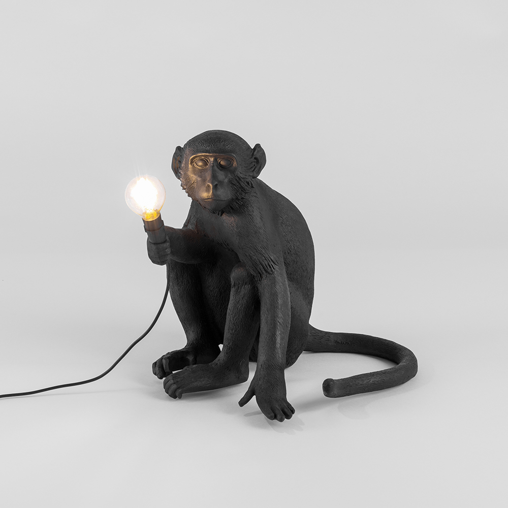 SELETTI lampe de table MONKEY LAMP à LED BLACK EDITION