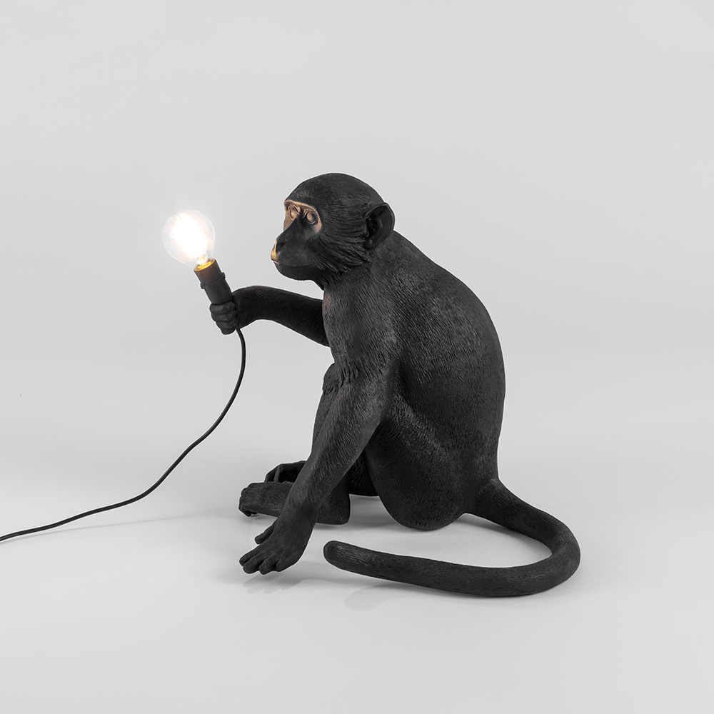 SELETTI lampe de table MONKEY LAMP à LED BLACK EDITION