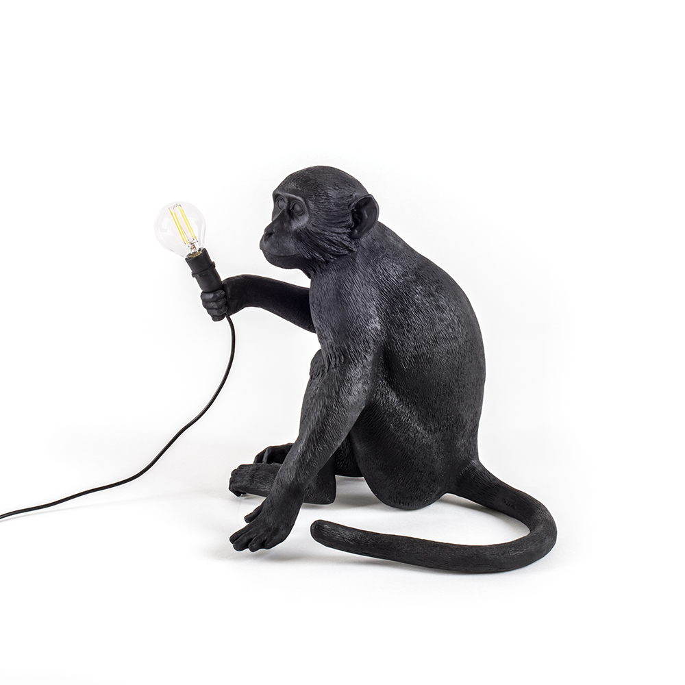 SELETTI lampe de table MONKEY LAMP à LED BLACK EDITION