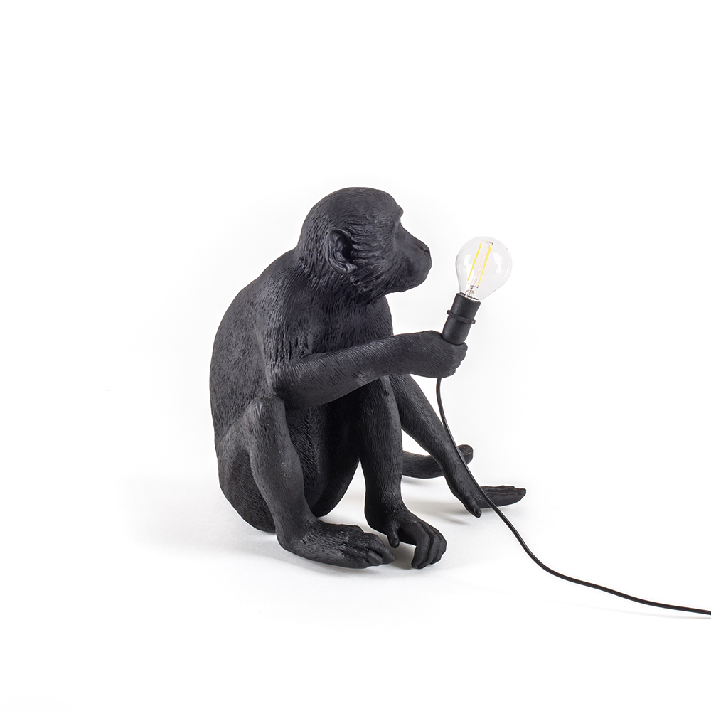 SELETTI lampe de table MONKEY LAMP à LED BLACK EDITION