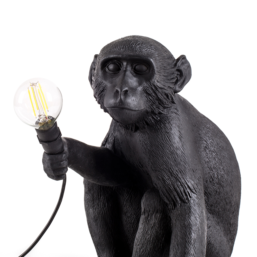 SELETTI lampe de table MONKEY LAMP à LED BLACK EDITION