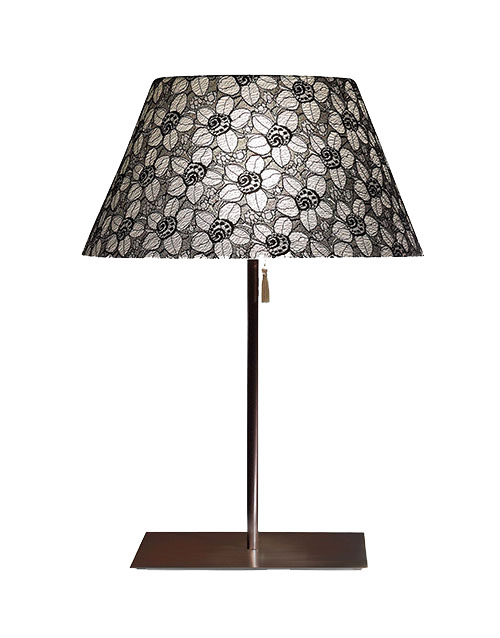 ANTONANGELI lampe de table RICAMI T1 (Abat-jour bronze, structure bronze - Dentelle Valencienne, ver