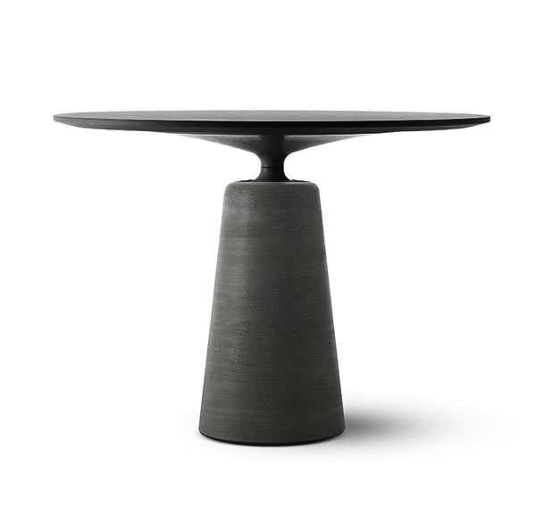 MDF ITALIA table ronde ROCK Ø 100 cm (Plateau en ciment anthracite - Base en ciment anthracite)