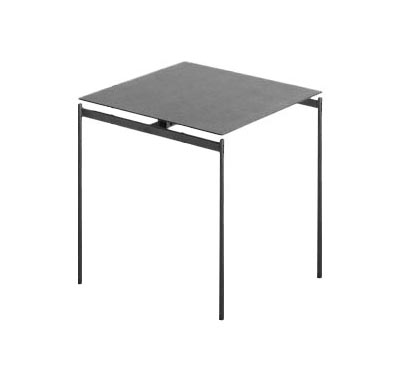 HORM table basse TORII (43 x 39 x H40 cm - Plateau en céramique grise et pieds en métal brut)