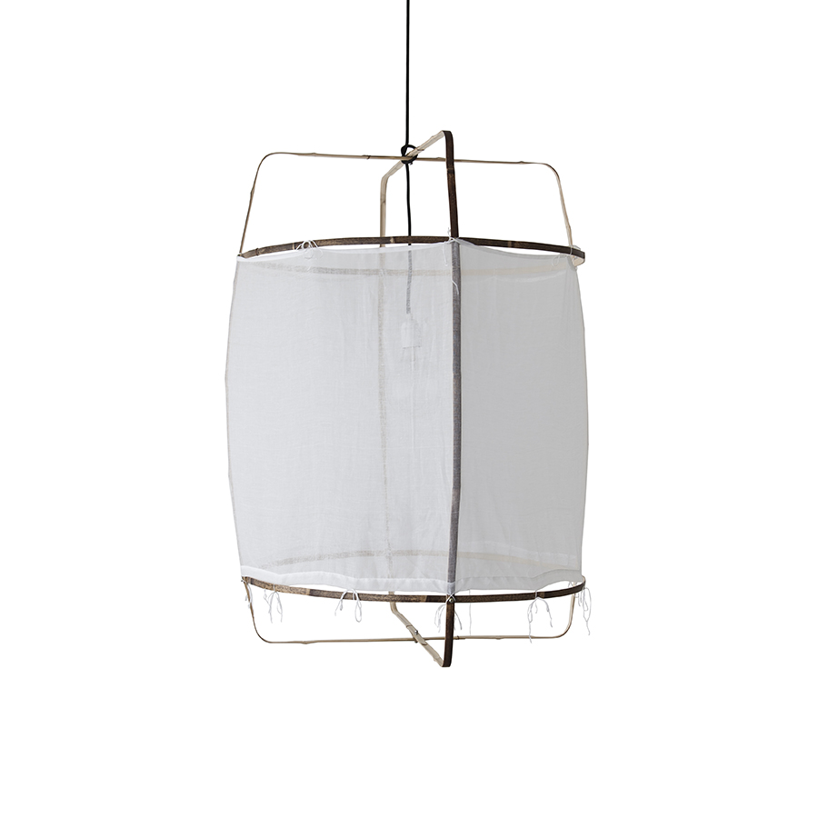AY ILLUMINATE lampe à suspension Z1 BLACK (Cotton white cover - Structure en bambou noir et tissu)