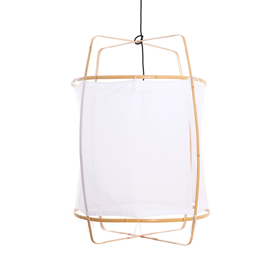 AY ILLUMINATE lampe à suspension Z2 BLONDE (Cotton white cover - Structure en bambou clair et tissu)