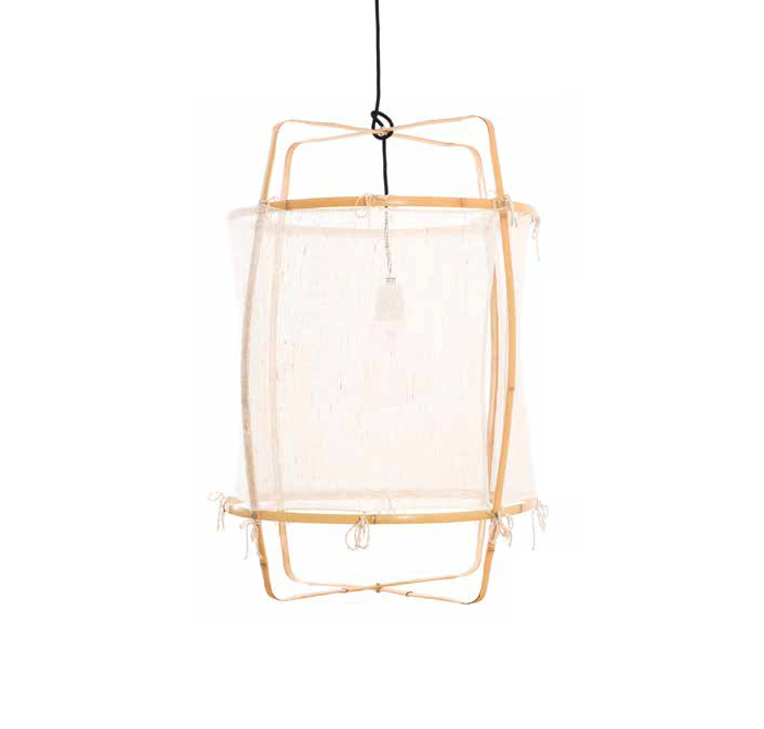 AY ILLUMINATE lampe à suspension Z2 BLONDE (Silk white cover - Structure en bambou clair et tissu)