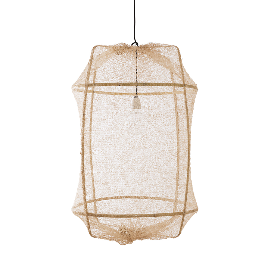 AY ILLUMINATE lampe à suspension Z2 BLONDE (Sisal net tea dyed - Structure en bambou clair et tissu)