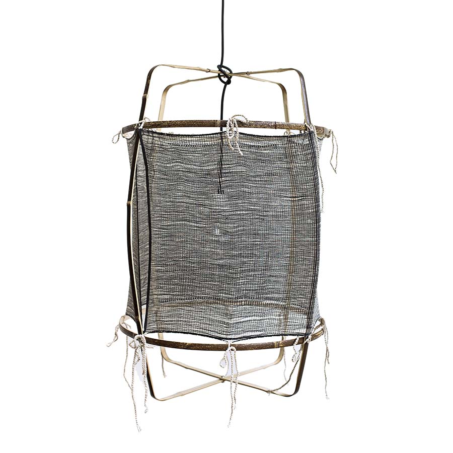 AY ILLUMINATE lampe à suspension Z11 BLACK (Silk cashmere dark cover - Structure en bambou noir et t