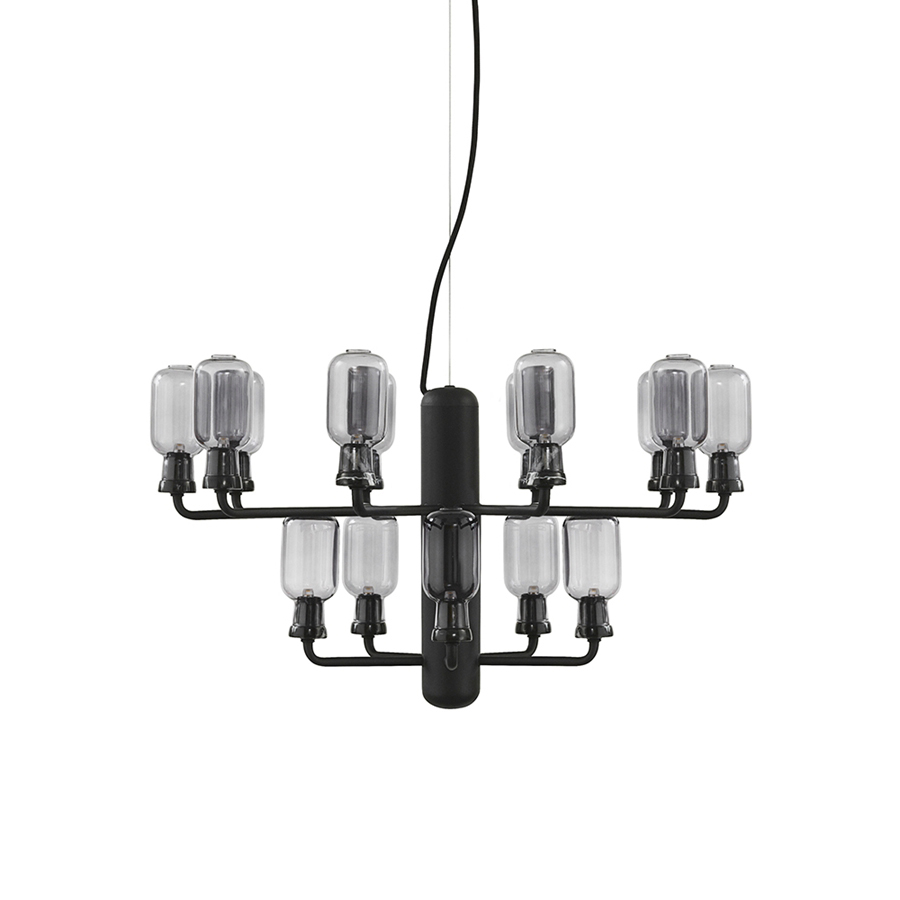 NORMANN COPENHAGEN lampe à suspension AMP CHANDELIER (Petite / Noir - Verre, marbre, acier verni par